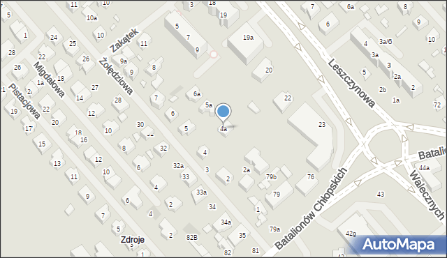 Szczecin, Żołędziowa, 4a, mapa Szczecina