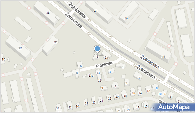 Szczecin, Żołnierska, 5, mapa Szczecina