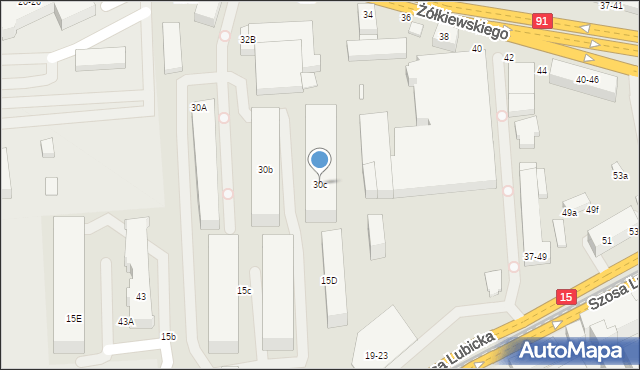 Toruń, Żółkiewskiego, 30c, mapa Torunia