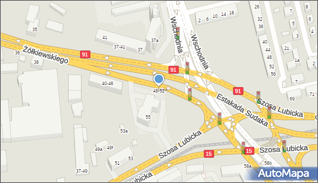 Toruń, Żółkiewskiego, 48-52, mapa Torunia