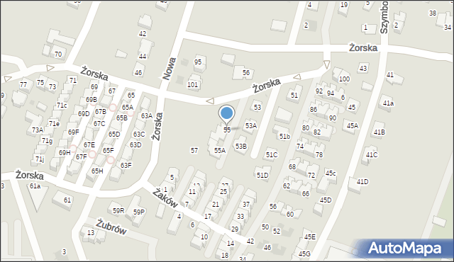 Tychy, Żorska, 55, mapa Tychów