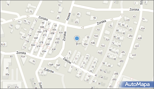 Tychy, Żorska, 57, mapa Tychów