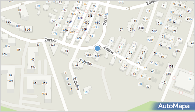 Tychy, Żorska, 59P, mapa Tychów