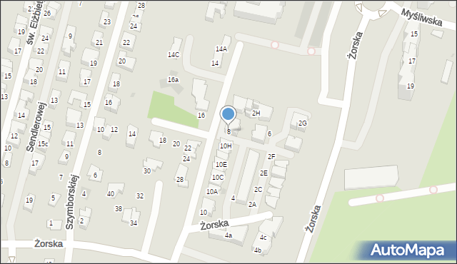 Tychy, Żorska, 8, mapa Tych&oacute;w