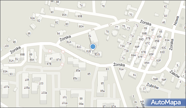 Tychy, Żorska, 81F, mapa Tychów