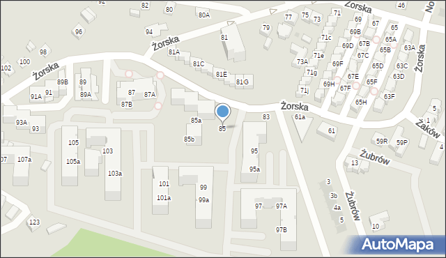 Tychy, Żorska, 85, mapa Tychów