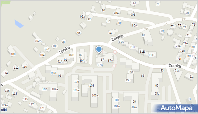 Tychy, Żorska, 87C, mapa Tych&oacute;w