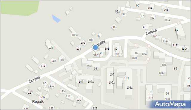 Tychy, Żorska, 91A, mapa Tychów