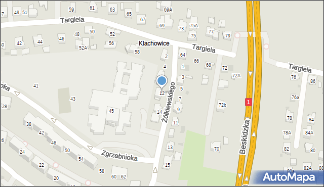 Tychy, Żółkiewskiego Stanisława, hetm., 12, mapa Tychów