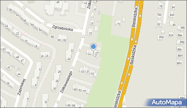 Tychy, Żółkiewskiego Stanisława, hetm., 25, mapa Tychów