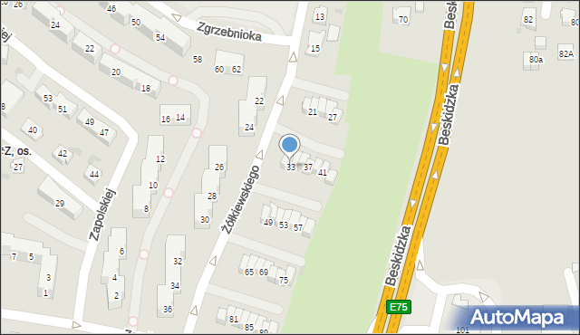 Tychy, Żółkiewskiego Stanisława, hetm., 33, mapa Tychów