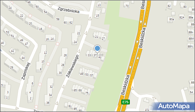 Tychy, Żółkiewskiego Stanisława, hetm., 39, mapa Tychów