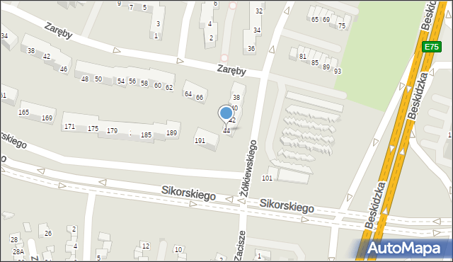 Tychy, Żółkiewskiego Stanisława, hetm., 44, mapa Tychów