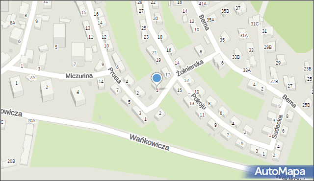 Wałbrzych, Żołnierska, 1, mapa Wałbrzycha