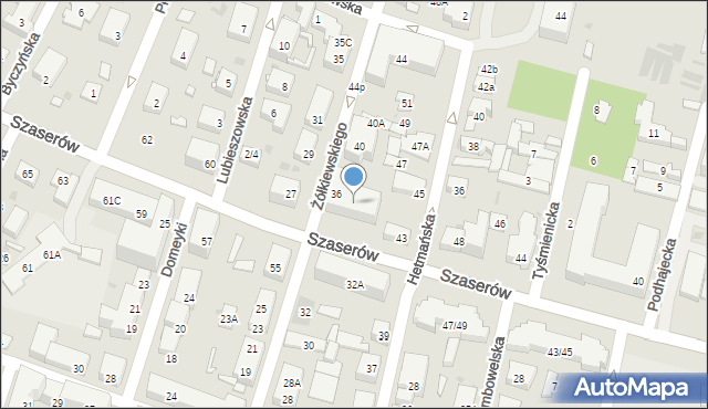 Warszawa, Żółkiewskiego Stanisława, hetm., 36/38, mapa Warszawy