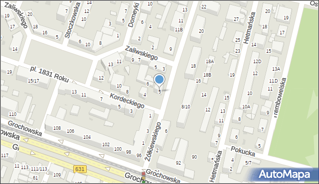 Warszawa, Żółkiewskiego Stanisława, hetm., 5, mapa Warszawy