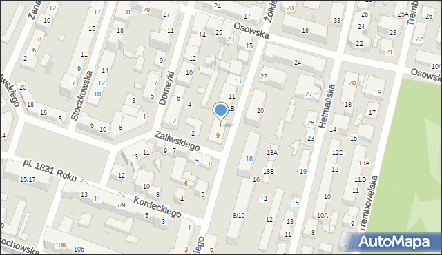 Warszawa, Żółkiewskiego Stanisława, hetm., 9A, mapa Warszawy