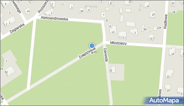 Warszawa, Żołędziowa, 36, mapa Warszawy