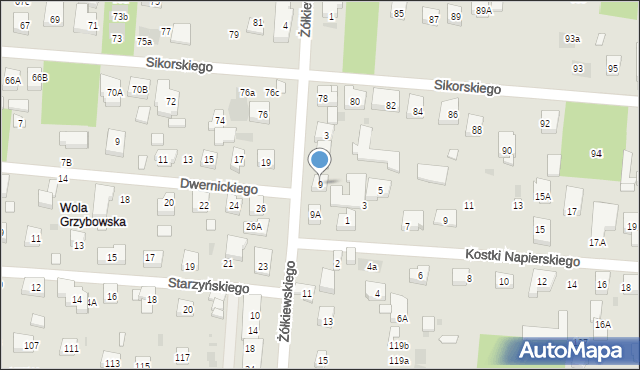 Warszawa, Żółkiewskiego Stanisława, hetm., 9, mapa Warszawy