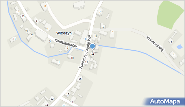 Witoszyn, Żołnierzy II Armii WP, 11, mapa Witoszyn