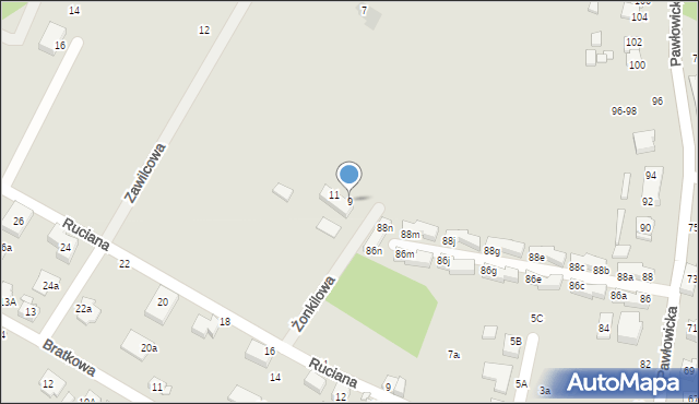 Wrocław, Żonkilowa, 9, mapa Wrocławia