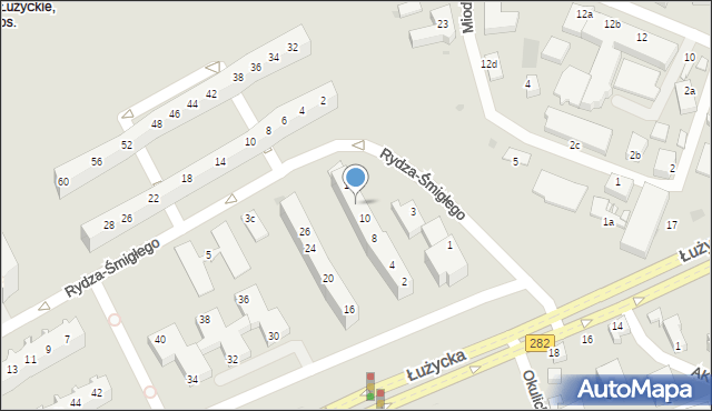 Zielona Góra, Żołnierzy 2 Armii, 12, mapa Zielona Góra