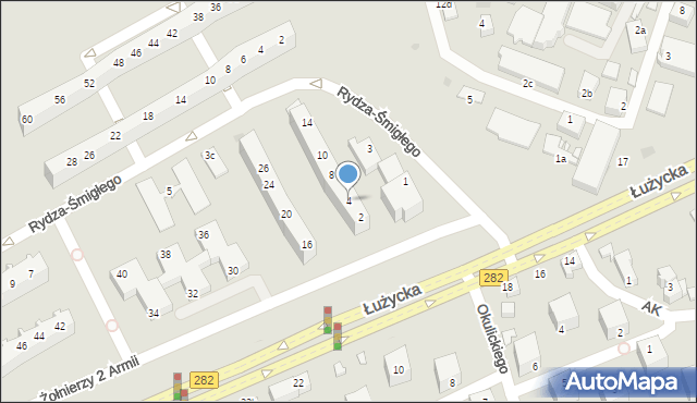 Zielona Góra, Żołnierzy 2 Armii, 4, mapa Zielona Góra