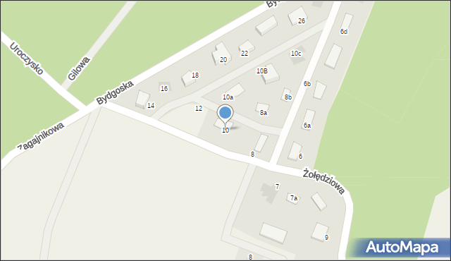 Zielonka, Żołędziowa, 10, mapa Zielonka