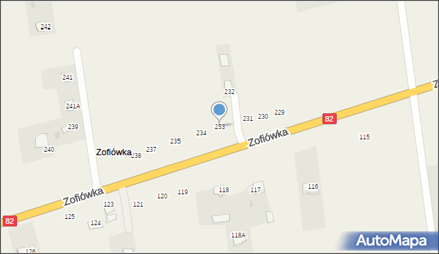 Zofiówka, Zofiówka, 233, mapa Zofiówka