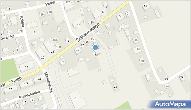 Żółkiewka-Osada, Żółkiewskiego Stanisława, hetm., 15A, mapa Żółkiewka-Osada