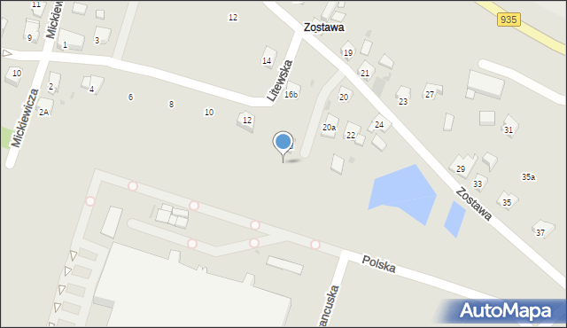 Żory, Zostawa, 16e, mapa Żor