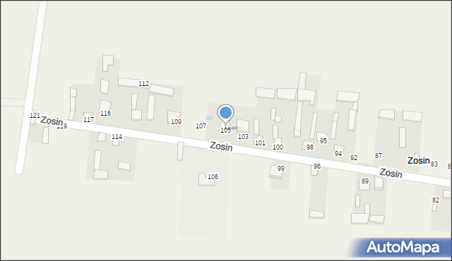 Zosin, Zosin, 105, mapa Zosin