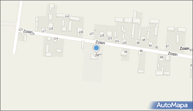 Zosin, Zosin, 106, mapa Zosin