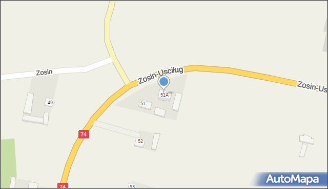 Zosin, Zosin, 51A, mapa Zosin