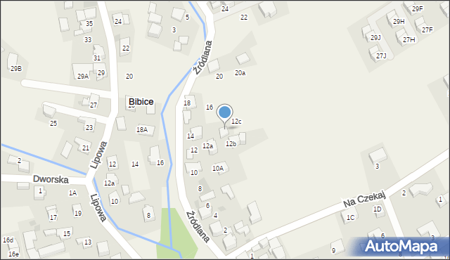 Bibice, Źródlana, 14a, mapa Bibice