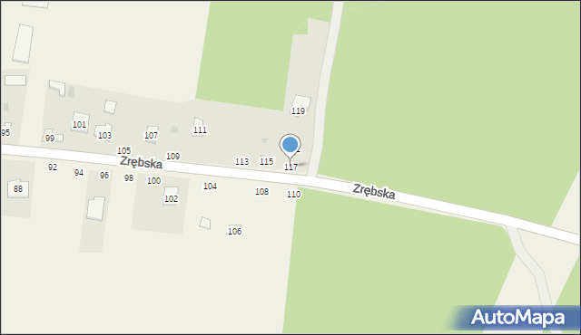 Biskupice, Zrębska, 117, mapa Biskupice