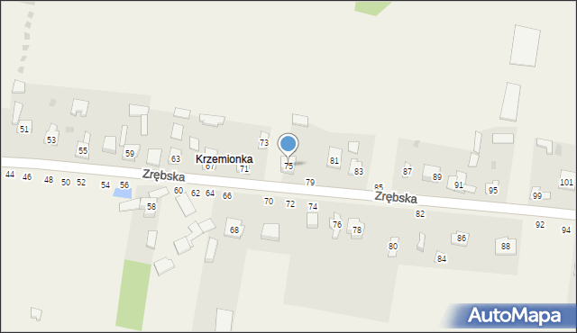 Biskupice, Zrębska, 75, mapa Biskupice