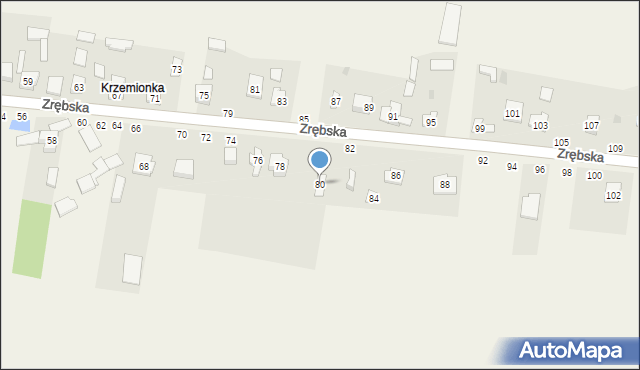 Biskupice, Zrębska, 80, mapa Biskupice