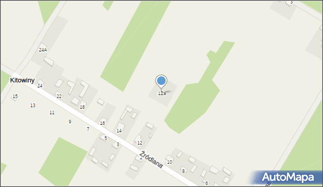 Bór Kunowski, Źródlana, 12a, mapa Bór Kunowski