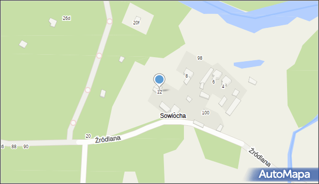 Borowa, Źródlana, 12, mapa Borowa