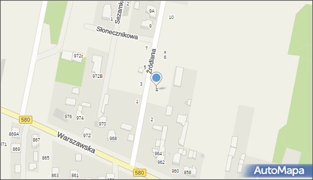 Borzęcin Mały, Źródlana, 4, mapa Borzęcin Mały