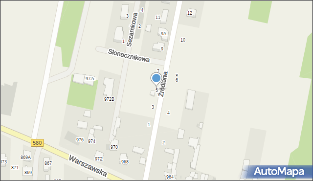 Borzęcin Mały, Źródlana, 5, mapa Borzęcin Mały