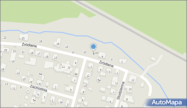 Bydgoszcz, Źródlana, 8, mapa Bydgoszczy