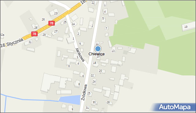 Chlewice, Źródłowa, 15, mapa Chlewice