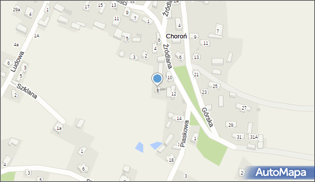 Choroń, Źródlana, 8, mapa Choroń