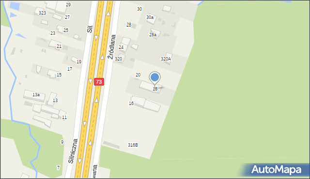 Dąbrowa, Źródlana, 18, mapa Dąbrowa