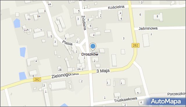 Droszków, Źródlana, 2B, mapa Droszków