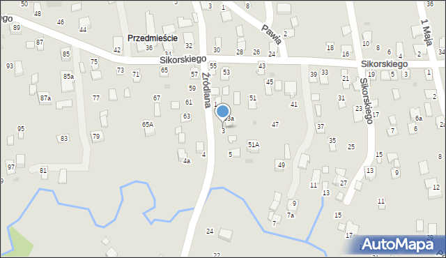 Dynów, Źródlana, 3, mapa Dynów