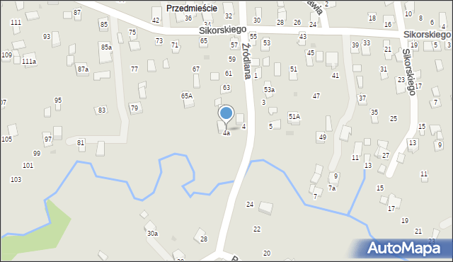 Dynów, Źródlana, 4a, mapa Dynów