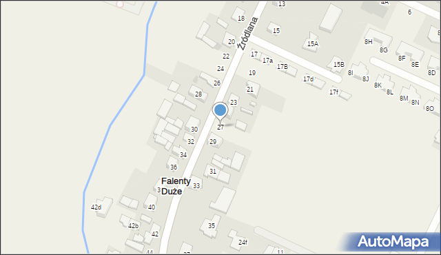 Falenty Duże, Źródlana, 27, mapa Falenty Duże